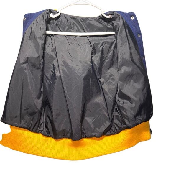 Vintage 80s Royal Yellow Varsity Jacket Women’s Size Medium Zip Up Hoodie Snaps - Picture 7 of 9